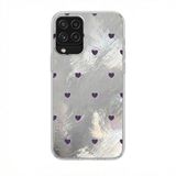 Zebana Samsung Galaxy M12 ile Uyumlu Kılıf Zebana Pink Heart Silikon Kılıf Lila