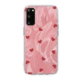 Zebana Samsung Galaxy S20 FE ile Uyumlu Kılıf Zebana Pink Heart Silikon Kılıf Kırmızı