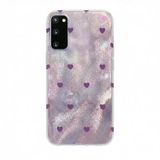 Zebana Samsung Galaxy S20 FE ile Uyumlu Kılıf Zebana Pink Heart Silikon Kılıf Lila