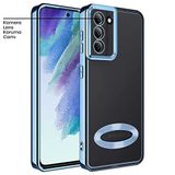 Zebana Samsung Galaxy S21 FE 5G ile Uyumlu Kılıf Zebana Glint Silikon Kılıf Açık Mavi