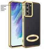 Zebana Samsung Galaxy S21 FE 5G ile Uyumlu Kılıf Zebana Glint Silikon Kılıf Gold