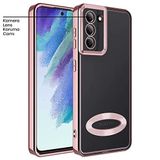 Zebana Samsung Galaxy S21 FE 5G ile Uyumlu Kılıf Zebana Glint Silikon Kılıf Rose Gold