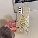 Zebana Samsung Galaxy S21 FE 5G ile Uyumlu Kılıf Zebana Golden Serpent Silikon Kılıf Gold