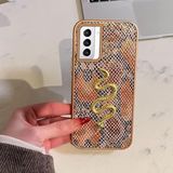 Zebana Samsung Galaxy S21 FE 5G ile Uyumlu Kılıf Zebana Golden Serpent Silikon Kılıf Turuncu