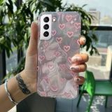 Zebana Samsung Galaxy S21 FE 5G ile Uyumlu Kılıf Zebana Pink Heart Silikon Kılıf Pembe
