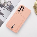 Zebana Samsung Galaxy S21 Ultra ile Uyumlu Kılıf Zebana Kartlıklı Sweet Yumuşak Silikon Kılıf Rose Gold