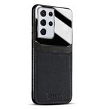 Zebana Samsung Galaxy S21 Ultra ile Uyumlu Kılıf Zebana Lens Deri Kılıf Siyah
