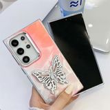 Zebana Samsung Galaxy S21 Ultra ile Uyumlu Kılıf Zebana Standlı Kelebek Silikon Kılıf Desen 1