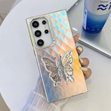 Zebana Samsung Galaxy S21 Ultra ile Uyumlu Kılıf Zebana Standlı Kelebek Silikon Kılıf Desen 2