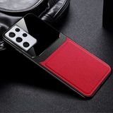 Zebana Samsung Galaxy S21 Ultra Kılıf Zebana Lens Deri Kılıf Kırmızı