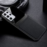 Zebana Samsung Galaxy S21 Ultra Kılıf Zebana Lens Deri Kılıf Siyah