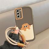 Zebana Samsung Galaxy S22 ile Uyumlu Kılıf Zebana El Bilekli Cat and Puppy Silikon Kılıf Açık Kahverengi