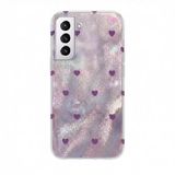Zebana Samsung Galaxy S22 ile Uyumlu Kılıf Zebana Pink Heart Silikon Kılıf Lila