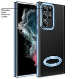 Zebana Samsung Galaxy S22 Ultra ile Uyumlu Kılıf Zebana Glint Silikon Kılıf Açık Mavi