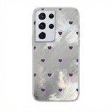 Zebana Samsung Galaxy S22 Ultra ile Uyumlu Kılıf Zebana Pink Heart Silikon Kılıf Lila