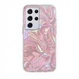 Zebana Samsung Galaxy S22 Ultra ile Uyumlu Kılıf Zebana Pink Heart Silikon Kılıf Pembe
