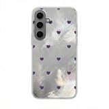 Zebana Samsung Galaxy S23 FE ile Uyumlu Kılıf Zebana Pink Heart Silikon Kılıf Lila