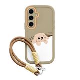 Zebana Samsung Galaxy S23 ile Uyumlu Kılıf Zebana El Bilekli Cat and Puppy Silikon Kılıf Açık Kahverengi