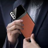 Zebana Samsung Galaxy S23 ile Uyumlu Kılıf Zebana Lens Deri Kılıf Kahverengi