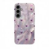 Zebana Samsung Galaxy S23 ile Uyumlu Kılıf Zebana Pink Heart Silikon Kılıf Lila