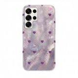 Zebana Samsung Galaxy S23 Ultra ile Uyumlu Kılıf Zebana Pink Heart Silikon Kılıf Lila