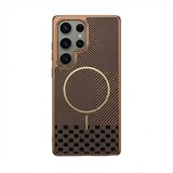 Zebana Samsung Galaxy S23 Ultra ile Uyumlu Kılıf Zebana Vionix M-Safe Silikon Kılıf Desert Titanyum