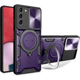 Zebana Samsung Galaxy S23 Uyumlu Kılıf Zebana Manyetik Standlı Armor Silikon Kılıf Derin Mor - Galaxy S23 5G