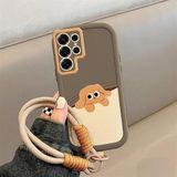 Zebana Samsung Galaxy S24 Ultra ile Uyumlu Kılıf Zebana El Bilekli Cat and Puppy Silikon Kılıf Açık Kahverengi