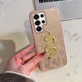 Zebana Samsung Galaxy S24 Ultra ile Uyumlu Kılıf Zebana Golden Serpent Silikon Kılıf Rose Gold