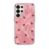 Zebana Samsung Galaxy S24 Ultra ile Uyumlu Kılıf Zebana Pink Heart Silikon Kılıf Kırmızı