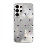 Zebana Samsung Galaxy S24 Ultra ile Uyumlu Kılıf Zebana Pink Heart Silikon Kılıf Lila