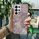 Zebana Samsung Galaxy S24 Ultra ile Uyumlu Kılıf Zebana Pink Heart Silikon Kılıf Pembe
