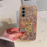 Zebana Samsung Galaxy S25 ile Uyumlu Kılıf Zebana Golden Serpent Silikon Kılıf Turuncu