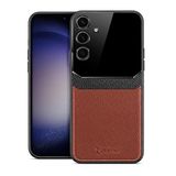 Zebana Samsung Galaxy S25 ile Uyumlu Kılıf Zebana Lens Deri Kılıf Kahverengi