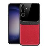 Zebana Samsung Galaxy S25 Ultra ile Uyumlu Kılıf Zebana Lens Deri Kılıf Kırmızı