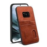 Zebana Samsung Galaxy S8 ile Uyumlu Kılıf Zebana Kartlıklı Lüx Deri Kılıf Kahverengi