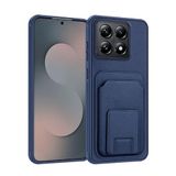 Zebana Xiaomi Mi 14T ile Uyumlu Kılıf Zebana FlexStand Kartlıklı Silikon Kılıf Lacivert