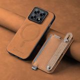 Zebana Xiaomi Mi 14T ile Uyumlu Kılıf Zebana M-safe 2in1 Kartlıklı Best Deri Kılıf Kahverengi