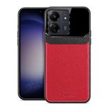 Zebana Xiaomi Poco C65 ile Uyumlu Kılıf Zebana Lens Deri Kılıf Kırmızı