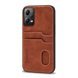 Zebana Xiaomi Poco X5 5G ile Uyumlu Kılıf Zebana Kartlıklı Lüx Deri Kılıf Kahverengi