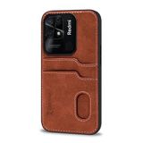 Zebana Xiaomi Redmi 10C ile Uyumlu Kılıf Zebana Kartlıklı Lüx Deri Kılıf Kahverengi
