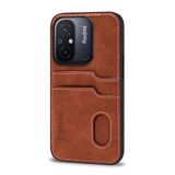 Zebana Xiaomi Redmi 12C ile Uyumlu Kılıf Zebana Kartlıklı Lüx Deri Kılıf Kahverengi