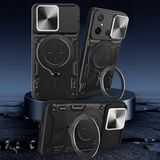 Zebana Xiaomi Redmi 12C ile Uyumlu Kılıf Zebana Manyetik Standlı Armor Silikon Kılıf Siyah