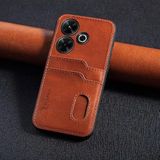 Zebana Xiaomi Redmi 13 ile Uyumlu Kılıf Zebana Kartlıklı Lüx Deri Kılıf Kahverengi