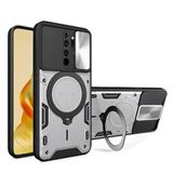 Zebana Xiaomi Redmi 9 ile Uyumlu Kılıf Zebana Manyetik Standlı Armor Silikon Kılıf Gri