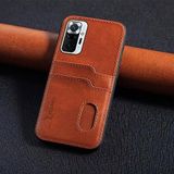 Zebana Xiaomi Redmi Note 10 Pro ile Uyumlu Kılıf Zebana Kartlıklı Lüx Deri Kılıf Kahverengi