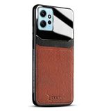 Zebana Xiaomi Redmi Note 12 ile Uyumlu Kılıf Zebana Lens Deri Kılıf Kahverengi