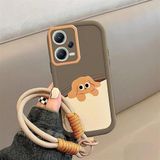 Zebana Xiaomi Redmi Note 12 Pro 5G ile Uyumlu Kılıf Zebana El Bilekli Cat and Puppy Silikon Kılıf Açık Kahverengi