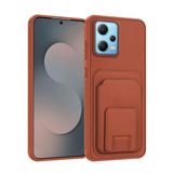 Zebana Xiaomi Redmi Note 12 Pro 5G ile Uyumlu Kılıf Zebana FlexStand Kartlıklı Silikon Kılıf Kahverengi