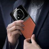 Zebana Xiaomi Redmi Note 14 Pro Plus 5G ile Uyumlu Kılıf Zebana Lens Deri Kılıf Kahverengi